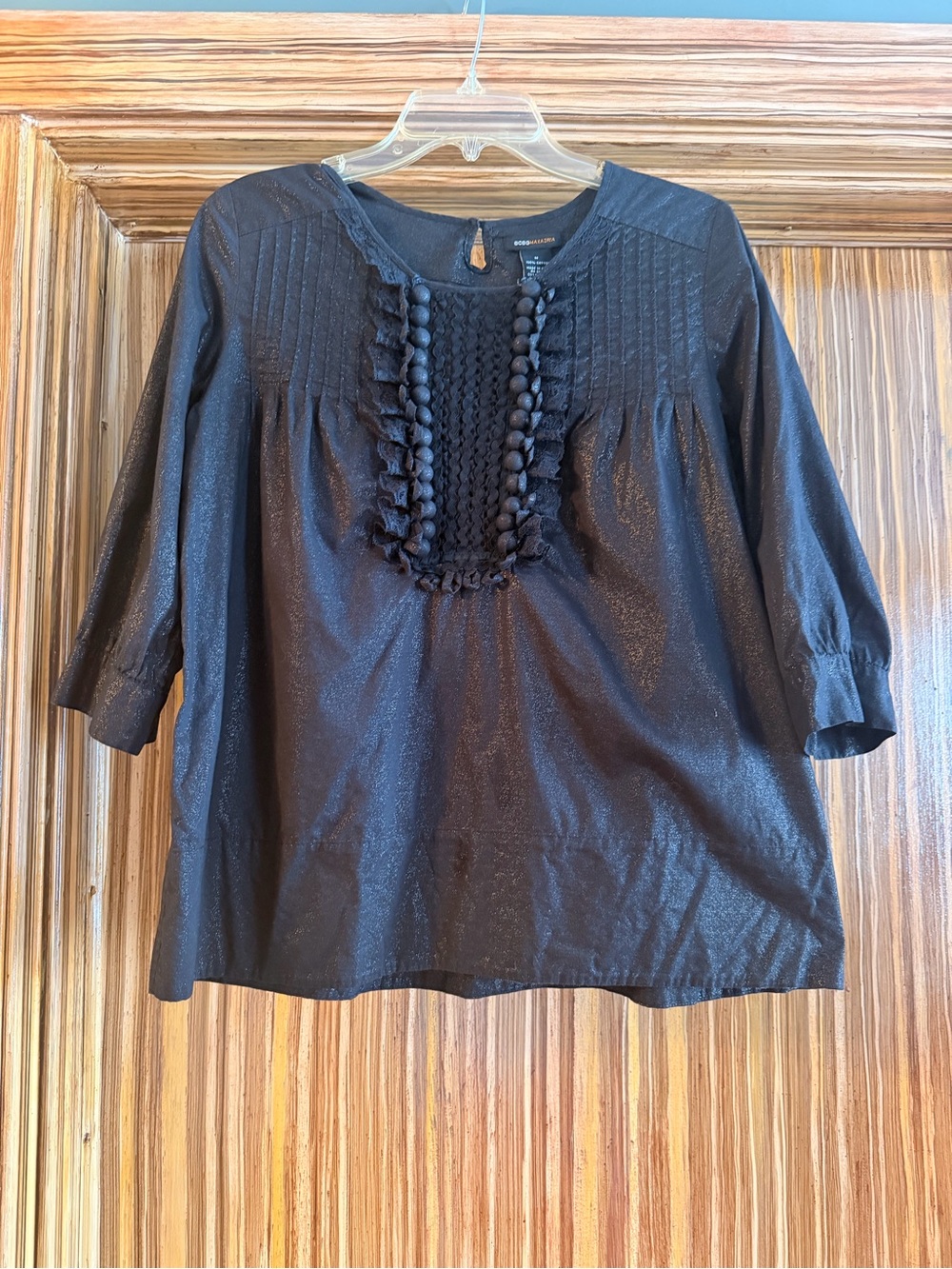 BCBGMaxAzria Black Cotton Lace Tank with Button Detail